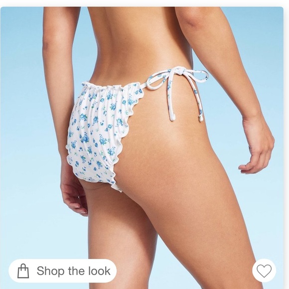 Wild Fable white floral bikini small top medium bottoms - Picture 3 of 7